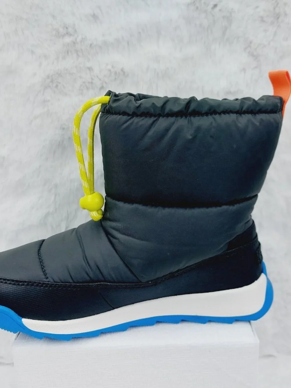 Sorel Boy's Black Blue Whitney Plus II Puffy Waterproof Mid-Calf Snow Boots Sz 6